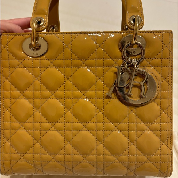 Christian Dior Patent Medium Lady Dior Bag Beige - Picture 3 of 14